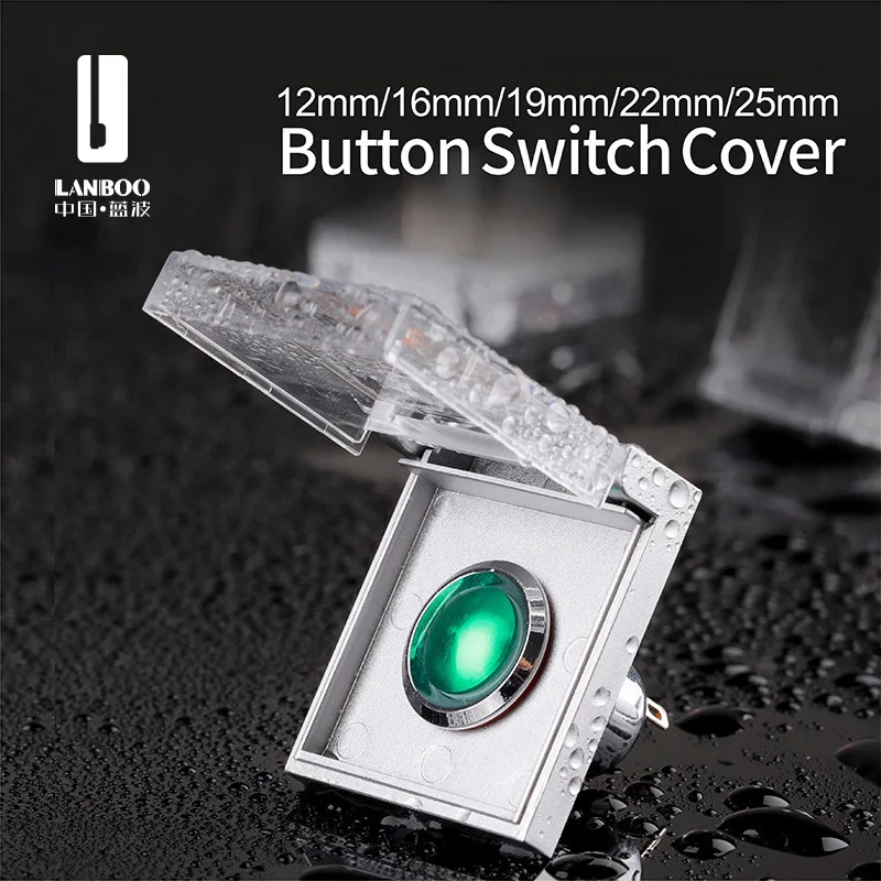 LANBOO 12mm 16mm 19mm 22mm  25mm Transparent Button Switch Protective Cover PC