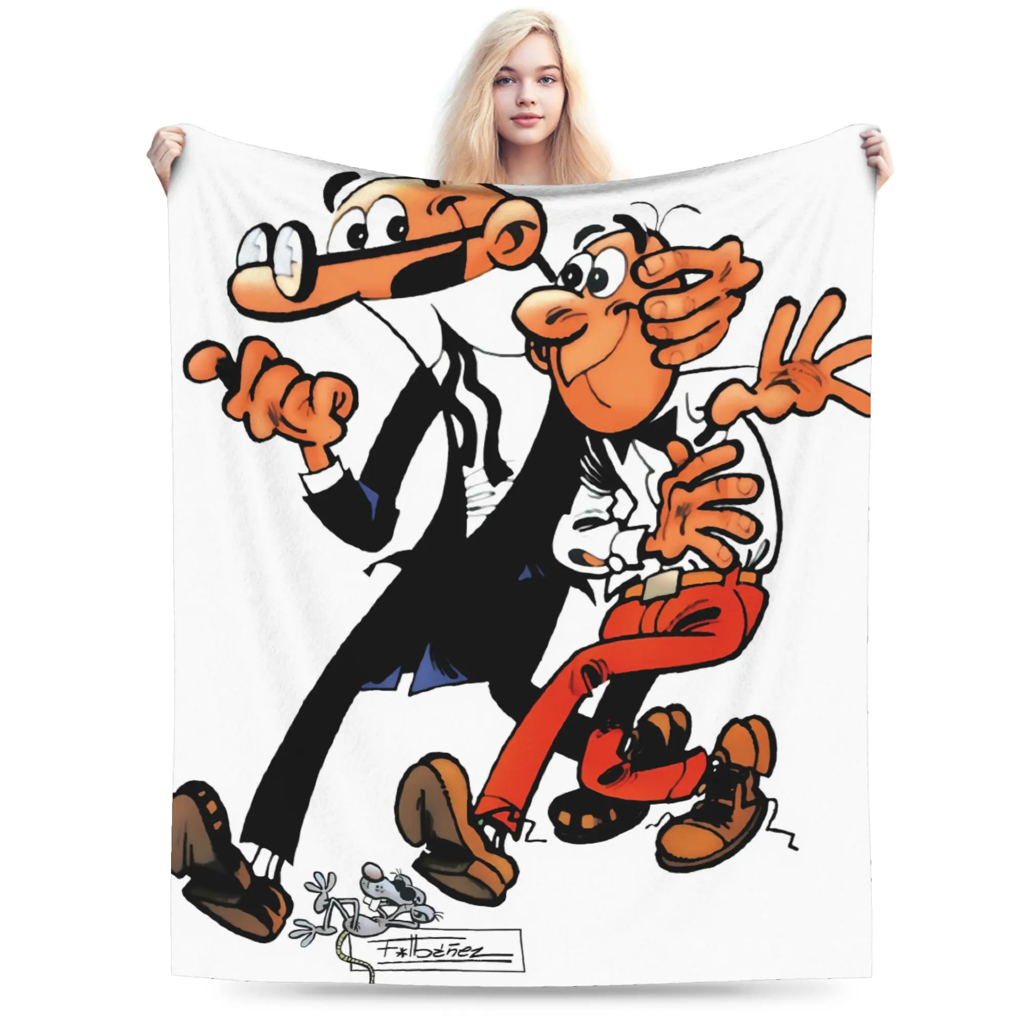 Manta cálida para acampar para adultos Mort & Phil Mortadelo y Filemón, colcha de franela para sofá, funda de sofá cama a la moda