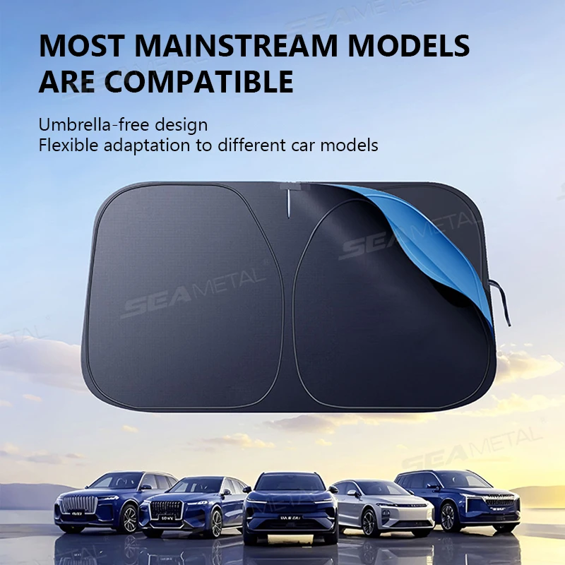 SEAMETAL Car Windshield Sunshade Cover Foldable Car Front Window Sun Shade 99.95% UV Block Protection UPF2000+ Car Curtain Cover - view 4