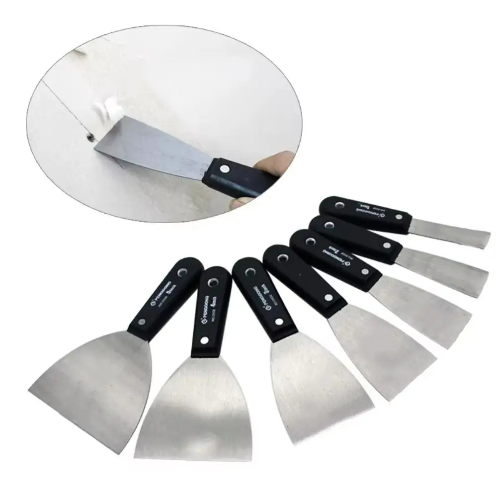 7PCS Thickened Putty Shovel Set Soft Grip Handle Carbon Steel Clean Putty Spatula 7 Sizes with Storage Bag Paint Scraper