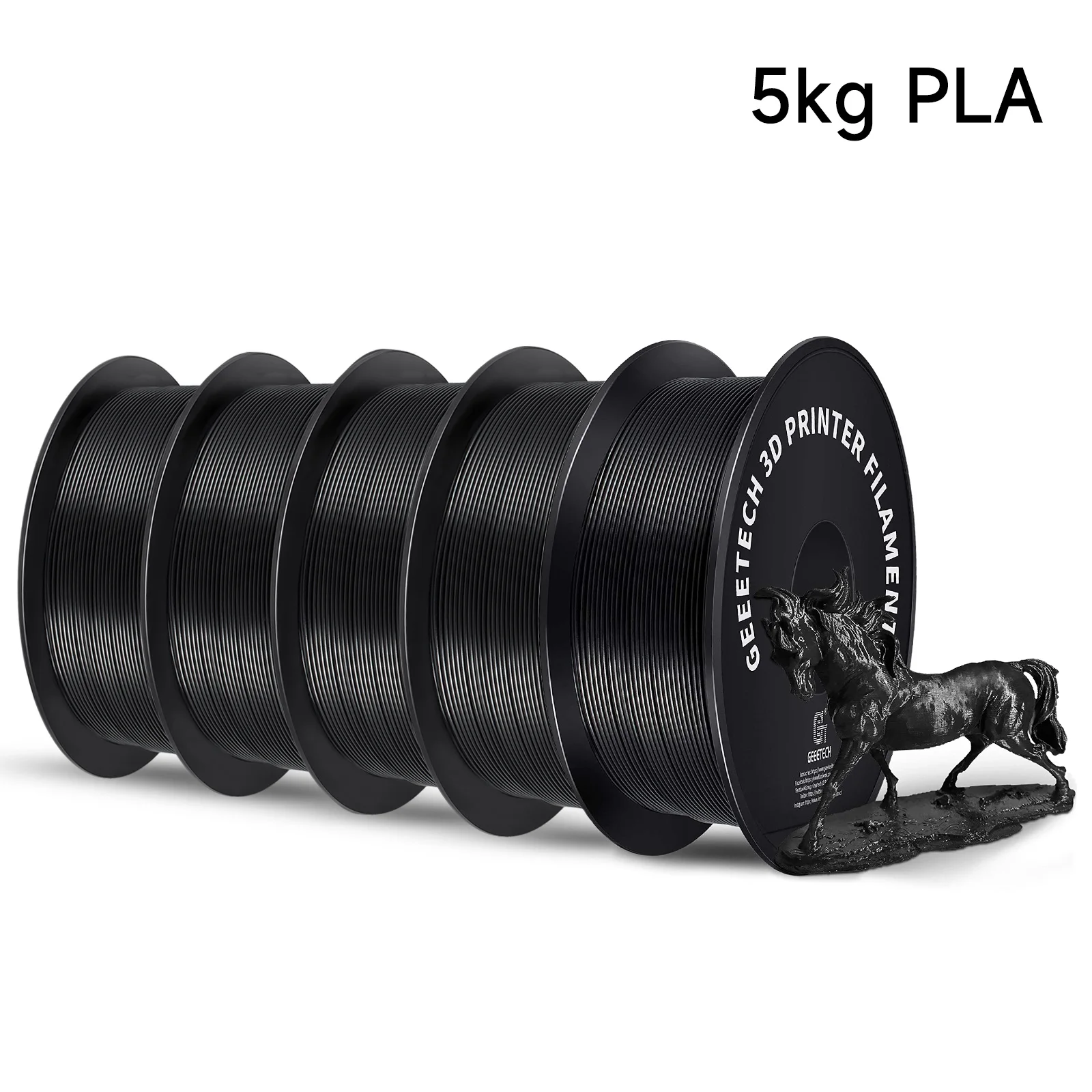 Geeetech 5Kg Standard PLA Filament 1.75mm 3D Printer Plastic Material, Accuracy 0.03mm, multiple colour, Fit Most FDM Printer