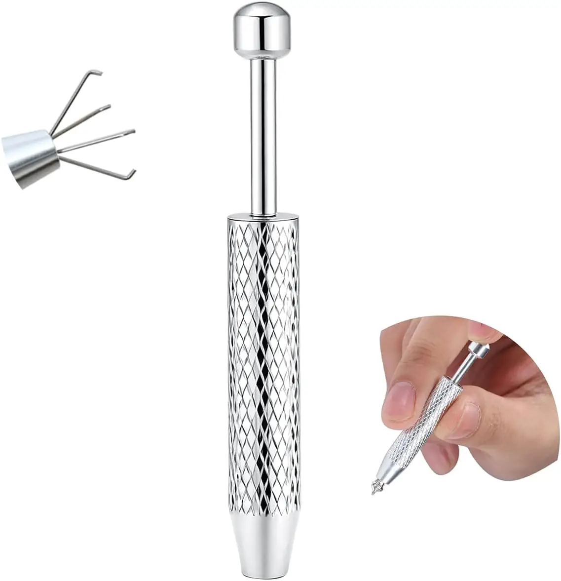 2 x outil de préhension de boule conique de perçage pour changer de bijoux, Kit de perçage corporel en fil applicateur de boucle d'oreille à dos plat