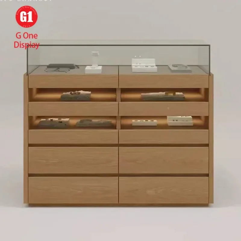 custom.Professional Glass Jewelry Display Cases - Island & Standing Types - Custom Single Item & Full Design Solutions