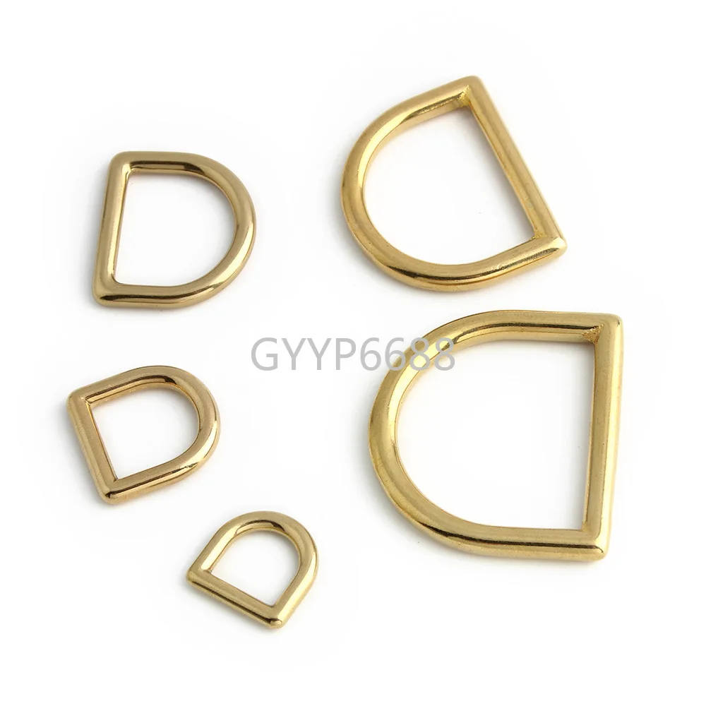 13-16-25-32-38mm Solid Brass Metal D Ring Buckles For Bags Pet Dog Collar Strap Webbing Clasp Loop DIY Leather Craft Accessories