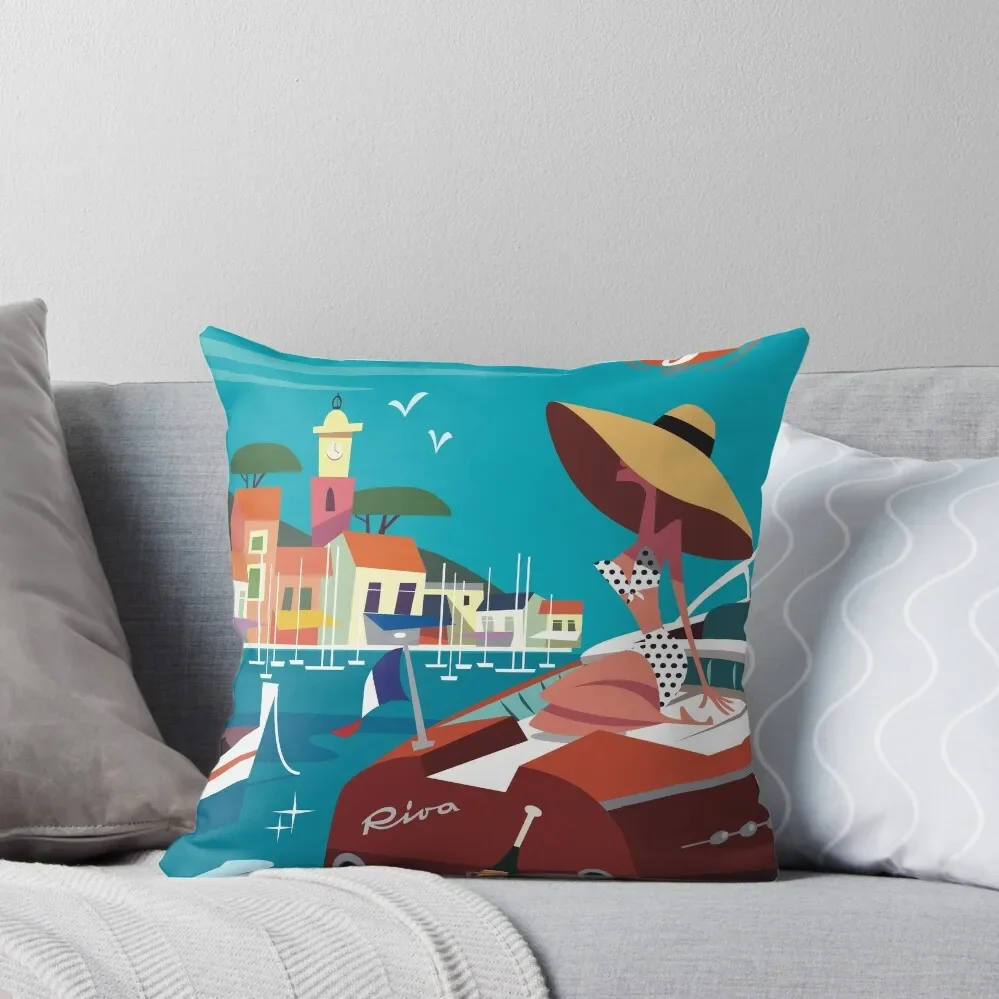

Saint Tropez poster Throw Pillow luxury home accessories Cushion Cover Set Luxury Cushion Cover pillow