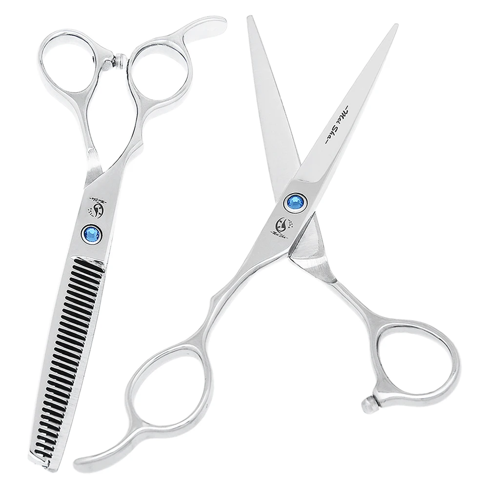 

Профессиональный набор парикмахерских ножниц для левшей 5.5" и 6.0" из японской стали: ножницы для стрижки и филировки волос A0045A