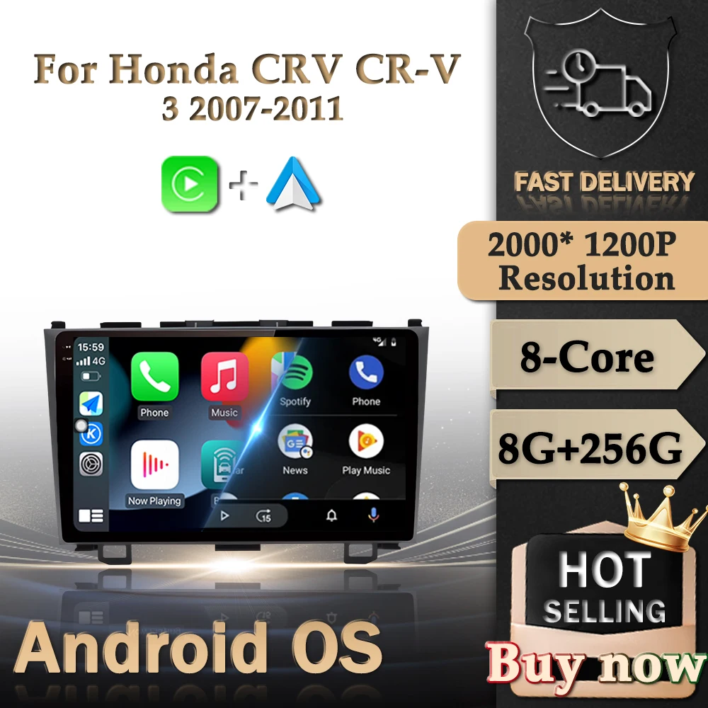 

9 '' Car Radio for Honda CRV CR-V 3 2007-2011 Multimedia Stereo Player Android Auto GPS Navi Wireless Carplay Head Unit WiFi 4G