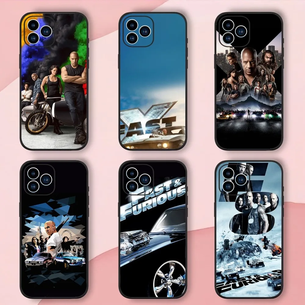 The Fast And The Furious movie Phone Case iphone13 12 11 14 15 Pro Max XS Max XR X 14 15Plus Black Silicone Soft  Cover