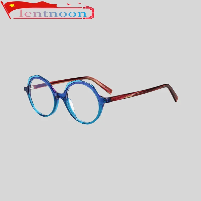 Glasses Frame Colorful Cool Lady Personality Trend High Quality Acetate Designer Round Classic Optical Lenses Decoration Read