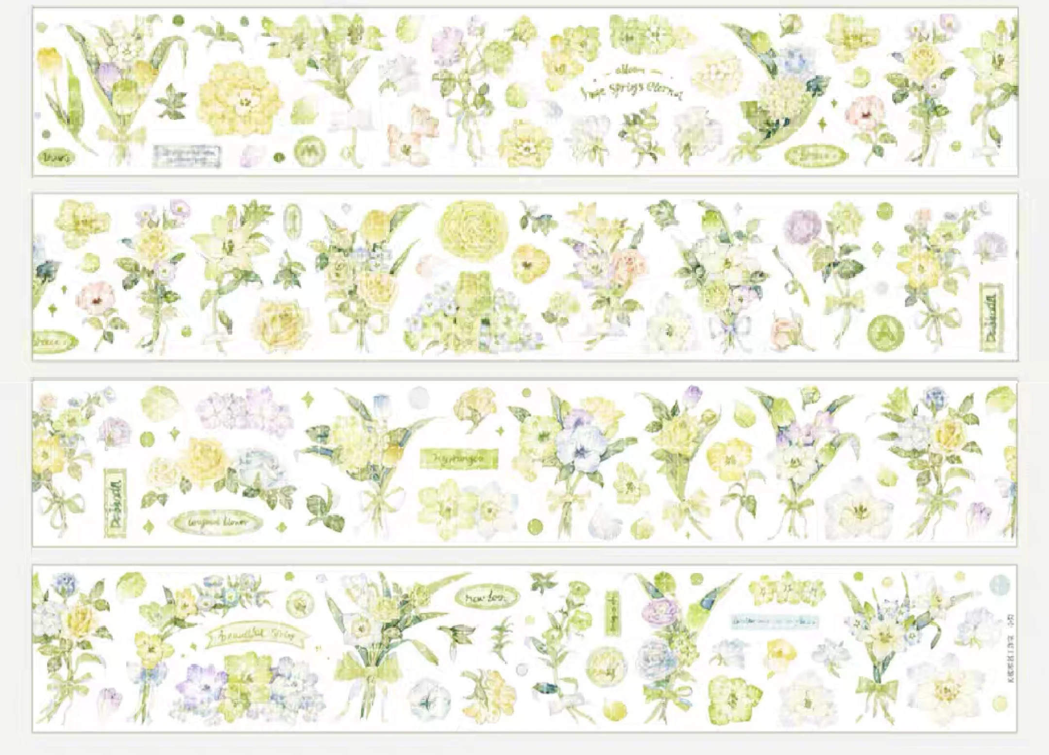 Green Floral Collage Shiny Washi PET Tape