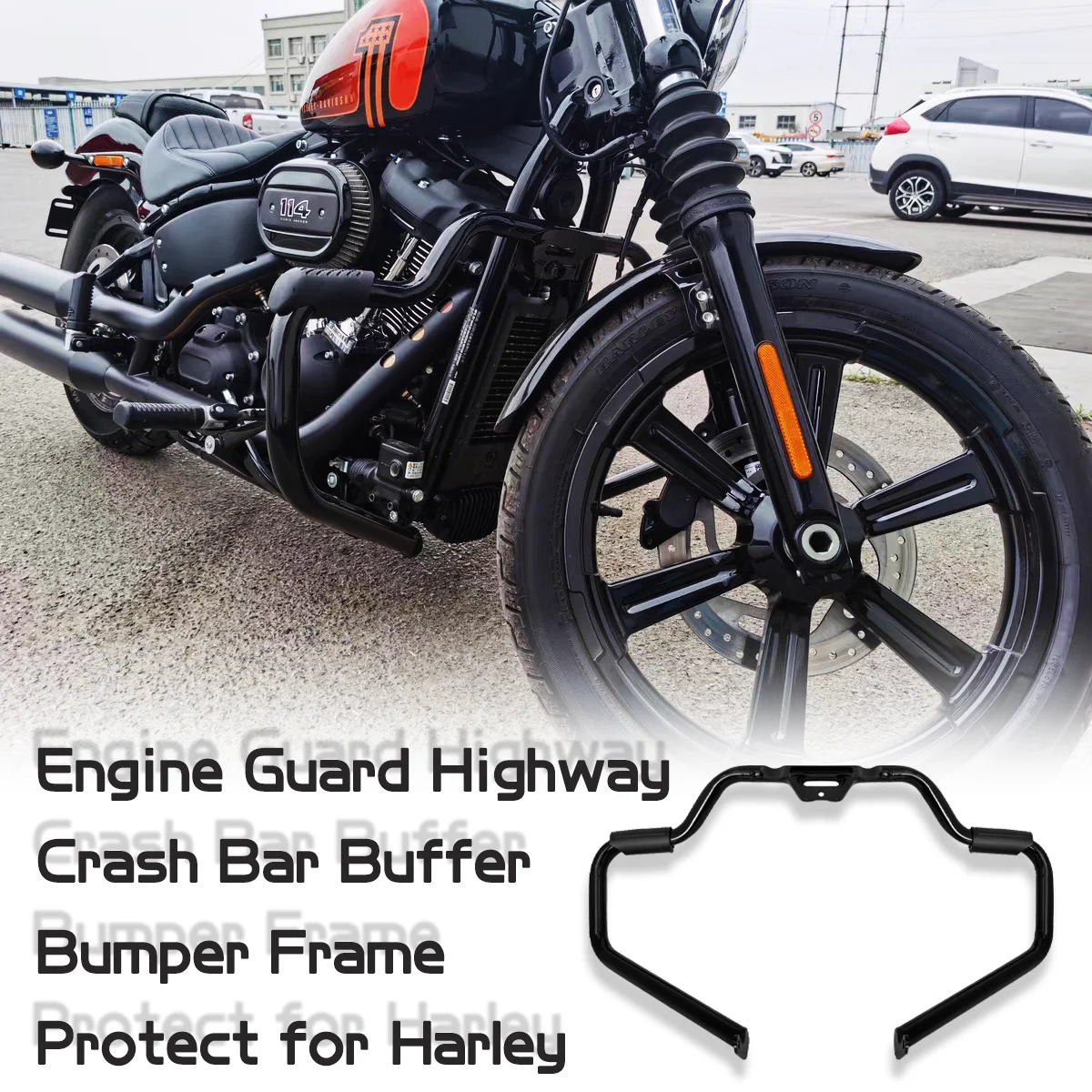 

Motorcycle Engine Guard Highway Crash Bar Black/Chrome For Harley Softail Slim Heritage Breakout FXBR FLSB FXBB FLSL 2018-2024