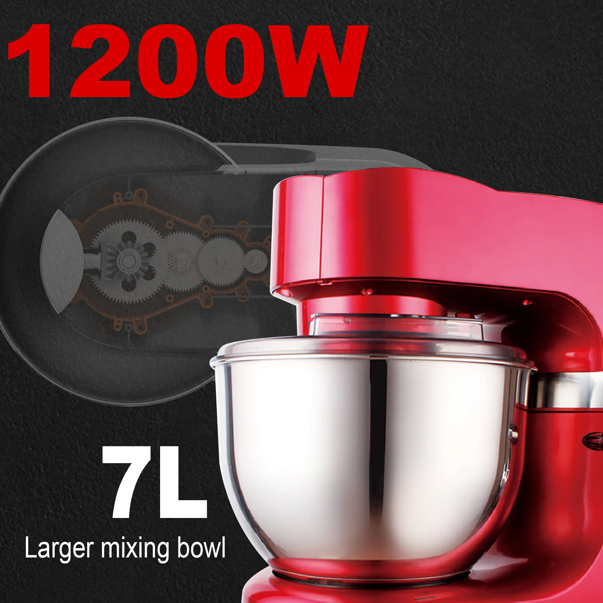 Mikser na stojaku profesjonalny pomoc kuchenna Chef Machine 1200W Blender do żywności Cream Whisk ciasto miksery z 7L Bowl Charm Sonifer