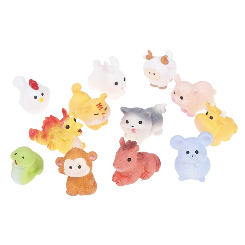 1PC Miniature 12 Zodiac Resin Doll Figurines Crafts Realistic Animals For Micro Landscape Scene Decoration DIY Accessories
