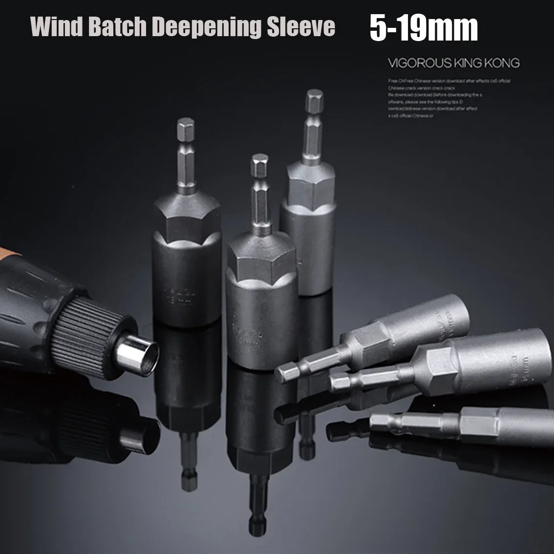 1Pcs CR-V Steel 5-19mm Hex Socket Bit 75mm 80mm Extended Socket Sleeve For Auto Repair Pneumatic Screwdriver Power Drive Tools