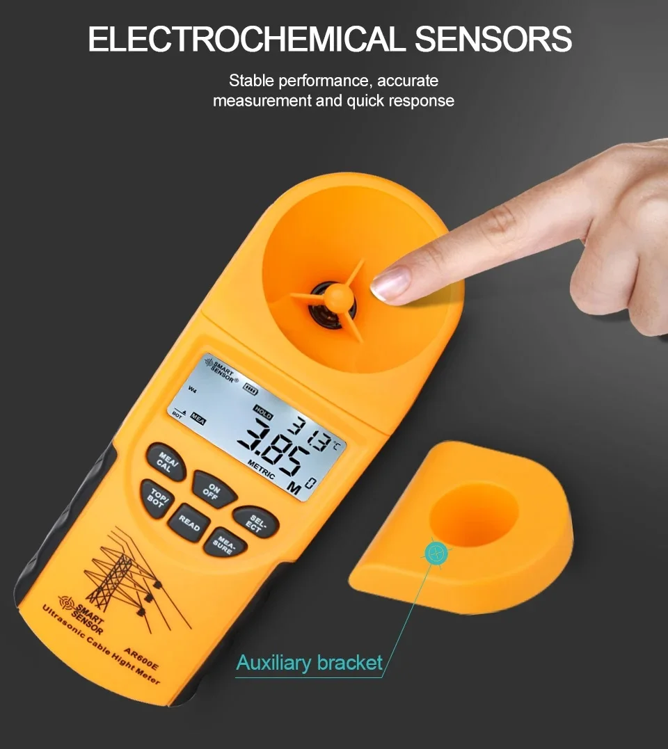 SMART SENSOR AR600E Ultrasonic Cable Height Meter 6 Cables Measurement LCD Display Height measuring instrument