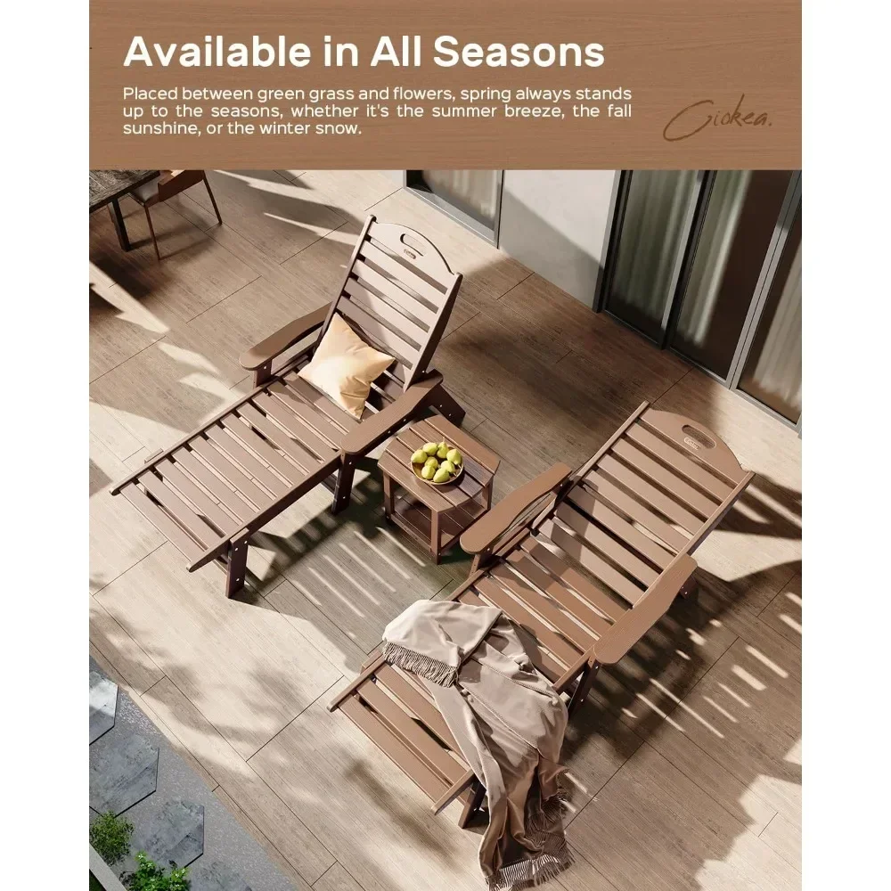 Chaise Lounge Chair, with Wood Texture, Adjustable 5-Position Chaises Lounges Outdoor, Chaise Lounge Chair Outdoor