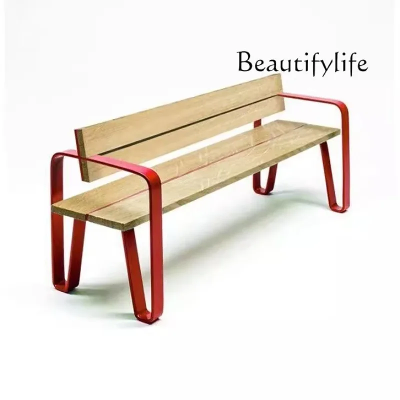 X36 Outdoor Park Chair Outdoor Open-air Preservative Wood Plastic Wood Casual Iron Seat Bench