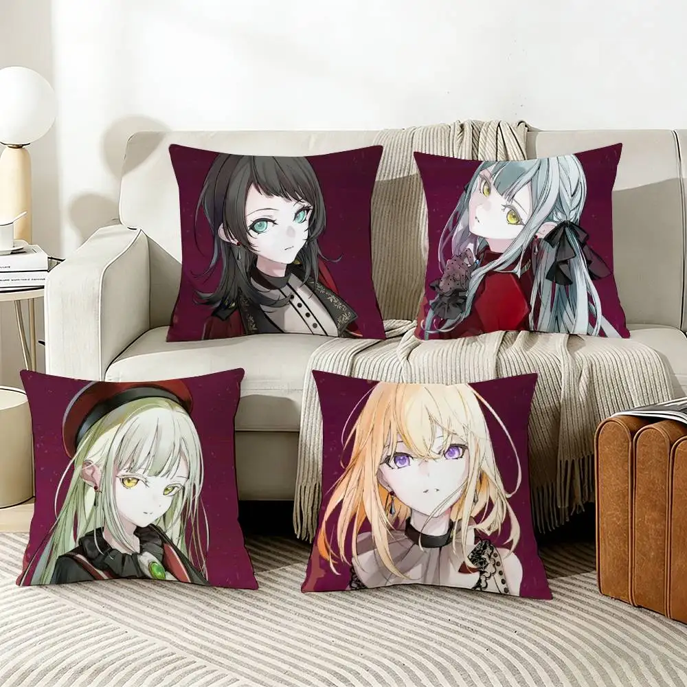 

BanG Dream Anime A-Ave Mujica Pillow Case Living Room Sofa Cushion Cover Suitable For Home Bedroom Room Decoration