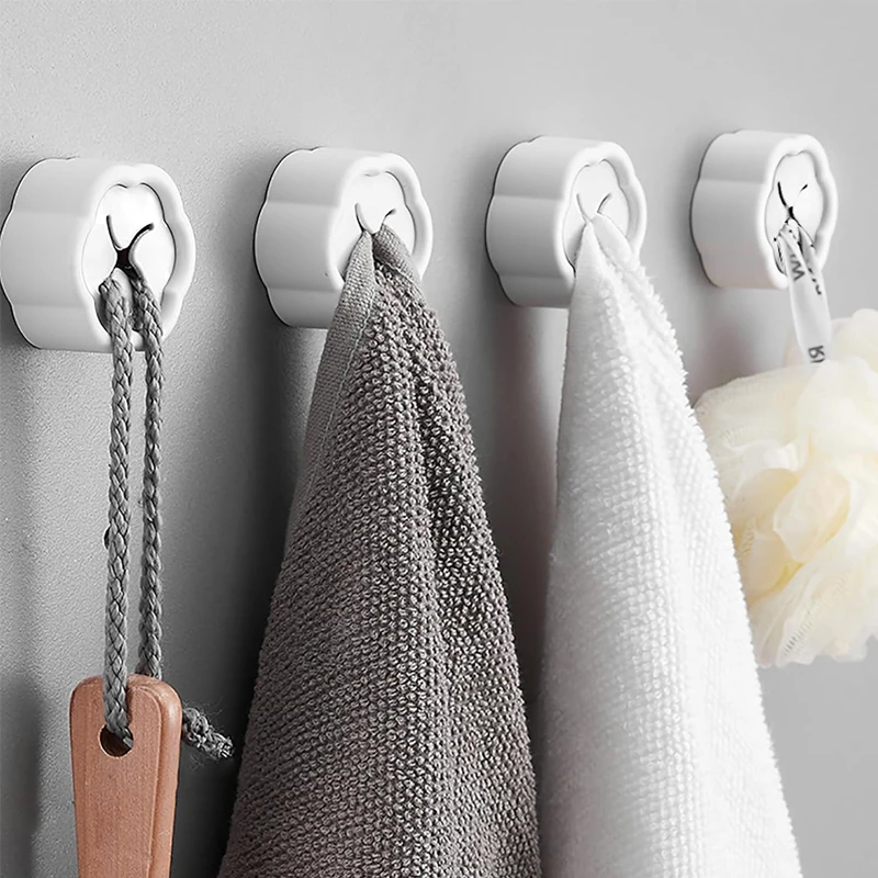 6PCS Self Adhesive Towel Holder No Drill Wall Hooks Kitchen Bathroom Towel Rack Dish Cloth Hanger Storage Organizer Accessories view 2