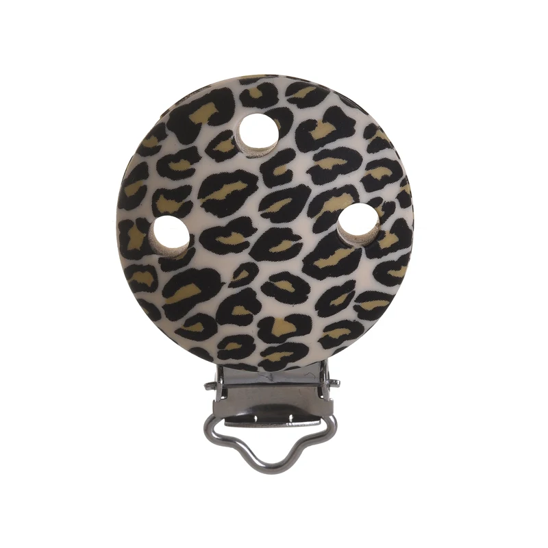 3 Stuks Food Grade Baby Bijtring Siliconen Gesp Clip 35Mm Luipaard Ronde Fopspeen Clips Diy Baby Voeding Tepel Ketting Maken Zorg Speelgoed