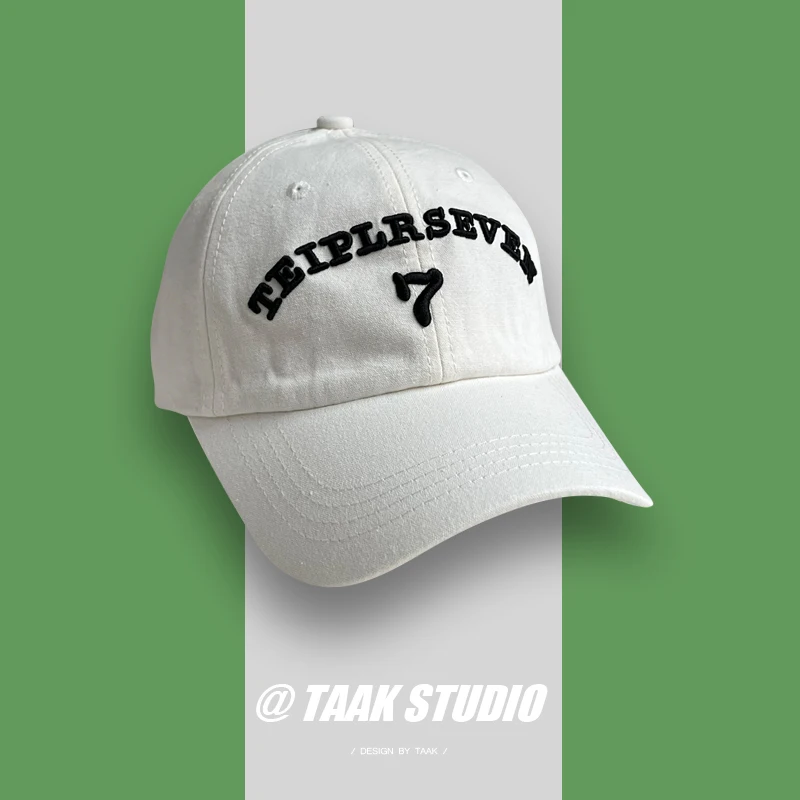 Letter Embroidered Baseball Cap Female Spring and Summer Japanese Style All-Matching Face-Looking Small Wine Red Peaked Cap