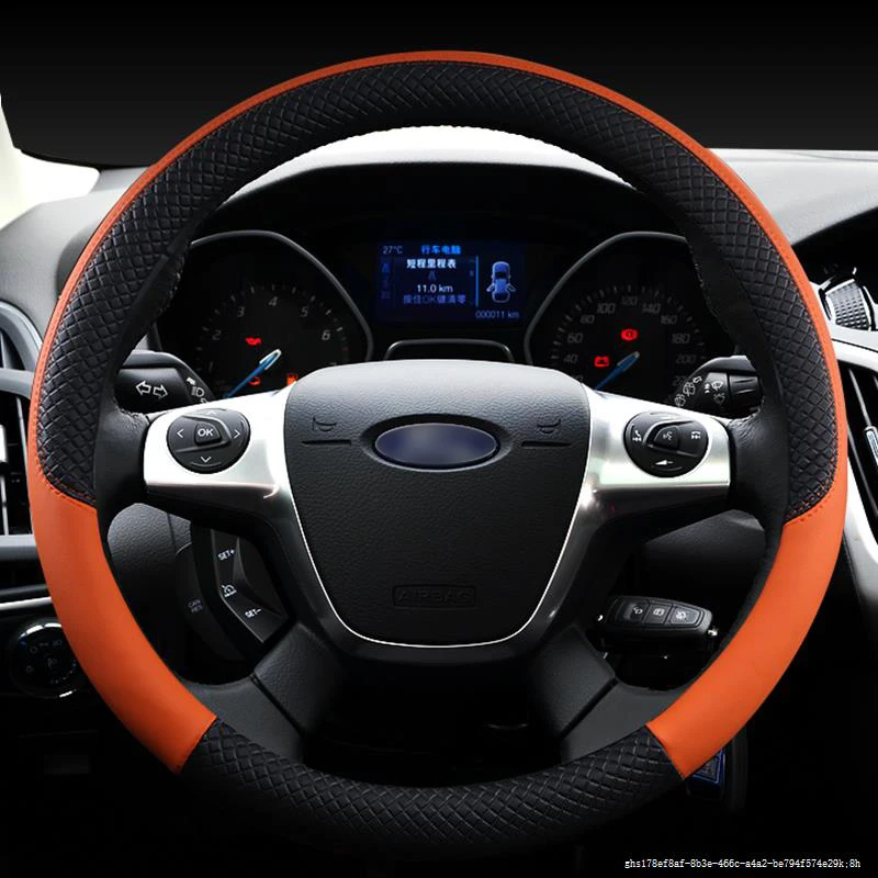 PU Leather Car Steering Wheel Cover for Ford Focus MK1 MK2 MK3 Car Steering Wheel Glove Cover Auto Interior Accessories Styling