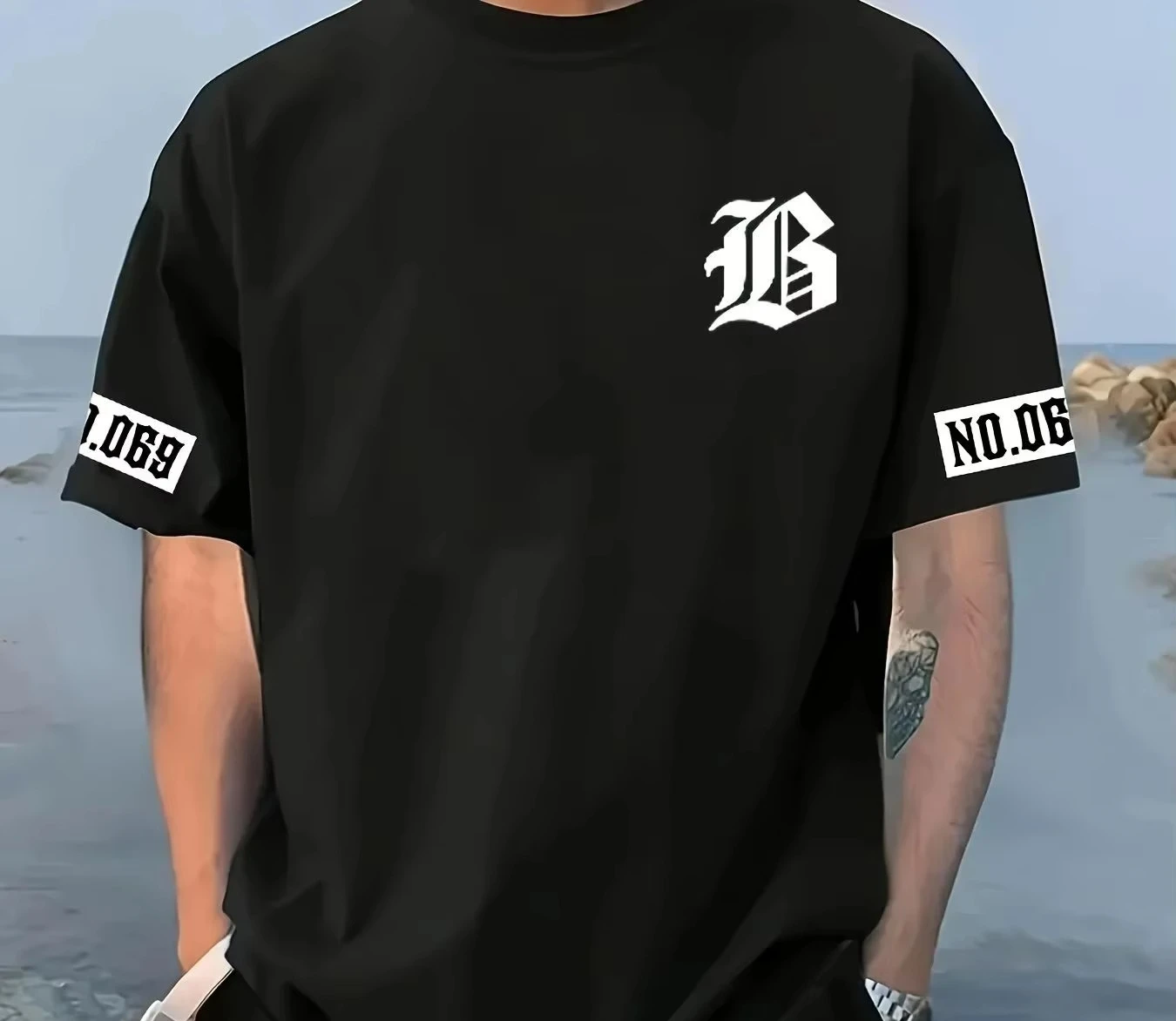 

Хит продаж, новый мужской комплект с буквенным принтом, повседневная модная футболка с короткими рукавами, спортивная уличная футболка, доступна