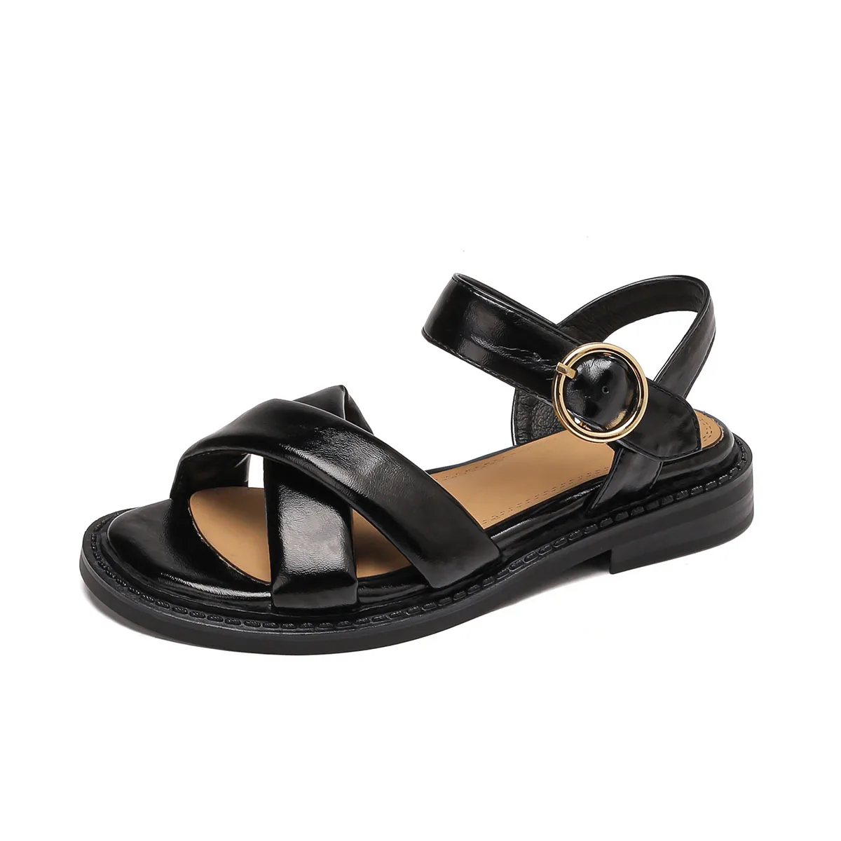 

Летние черные сандалии Arden Furtado из овчины на платформе, с круглым носком, на низком каблуке, с одной пряжкой, пляжные сандалии с пряжкой-ремнем