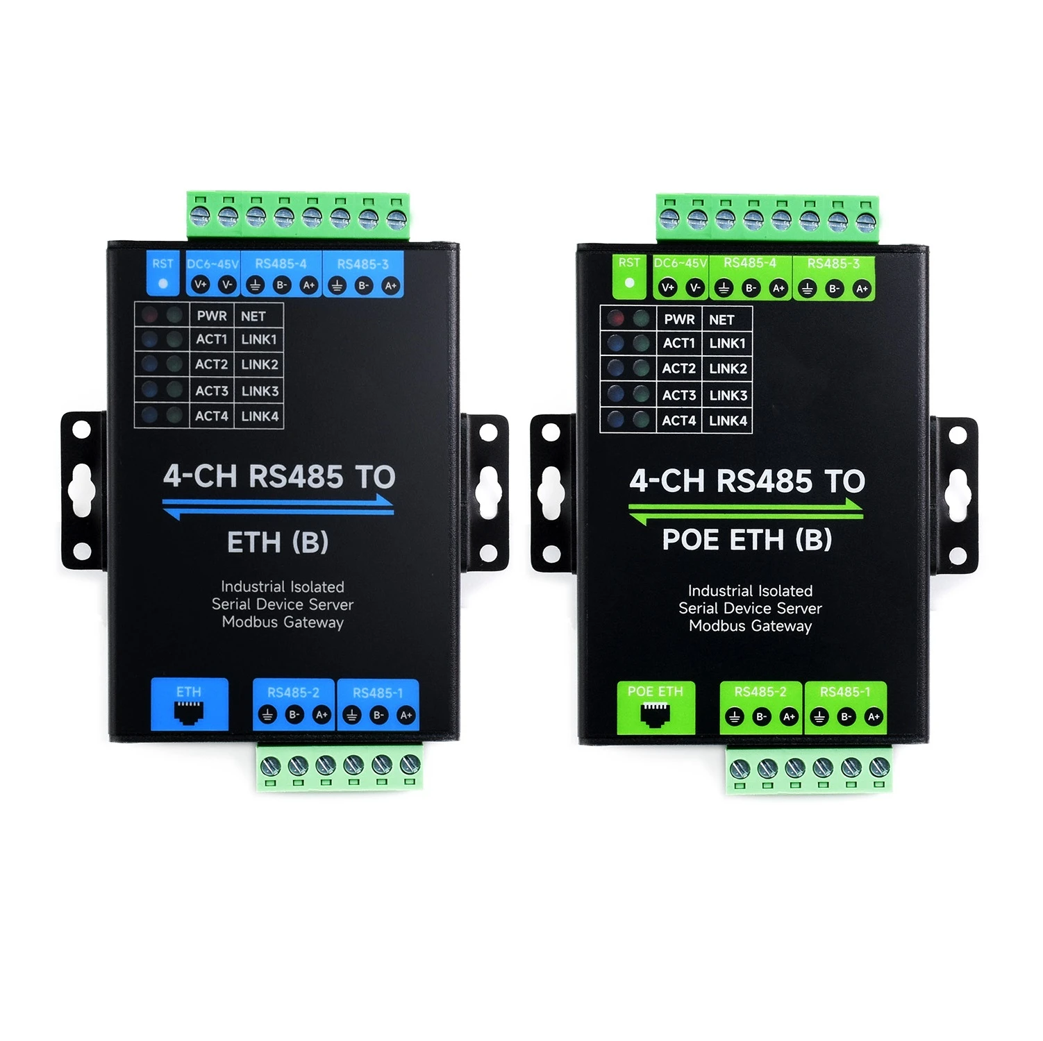 4-way RS485 to RJ45 Ethernet Serial Converter Bidirectional Transparent Transmission