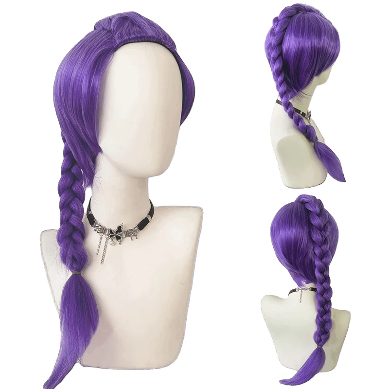 Kpop Hunters Rumi Mira Zoey Cosplay Pruik voor Kinderen Meisjes Anime Hunters Paars Zwart Lang Haar Synthetische Gevlochten Pruik Kostuum Prop