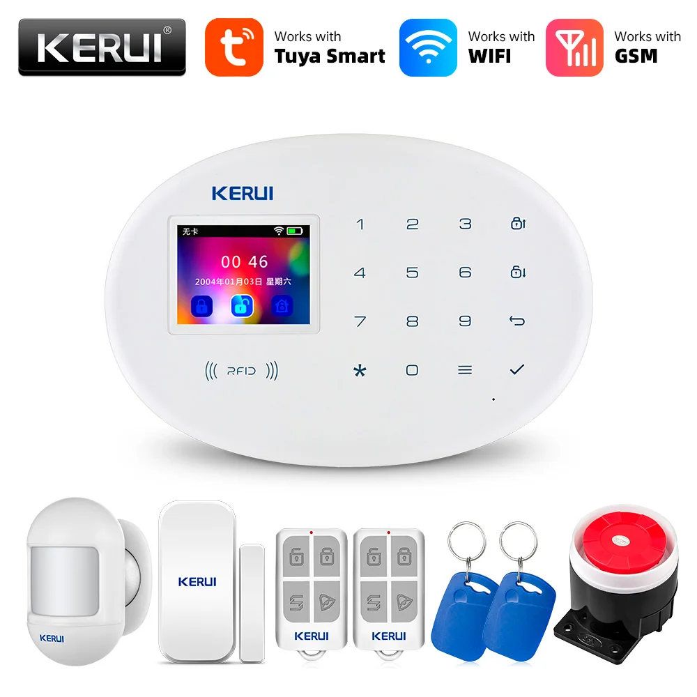 Imagem -03 - Home Security Alarm System Gsm Wireless Smart Tuya App Controle Remoto Assaltante com Detector de Movimento Wi-fi Kerui-w202