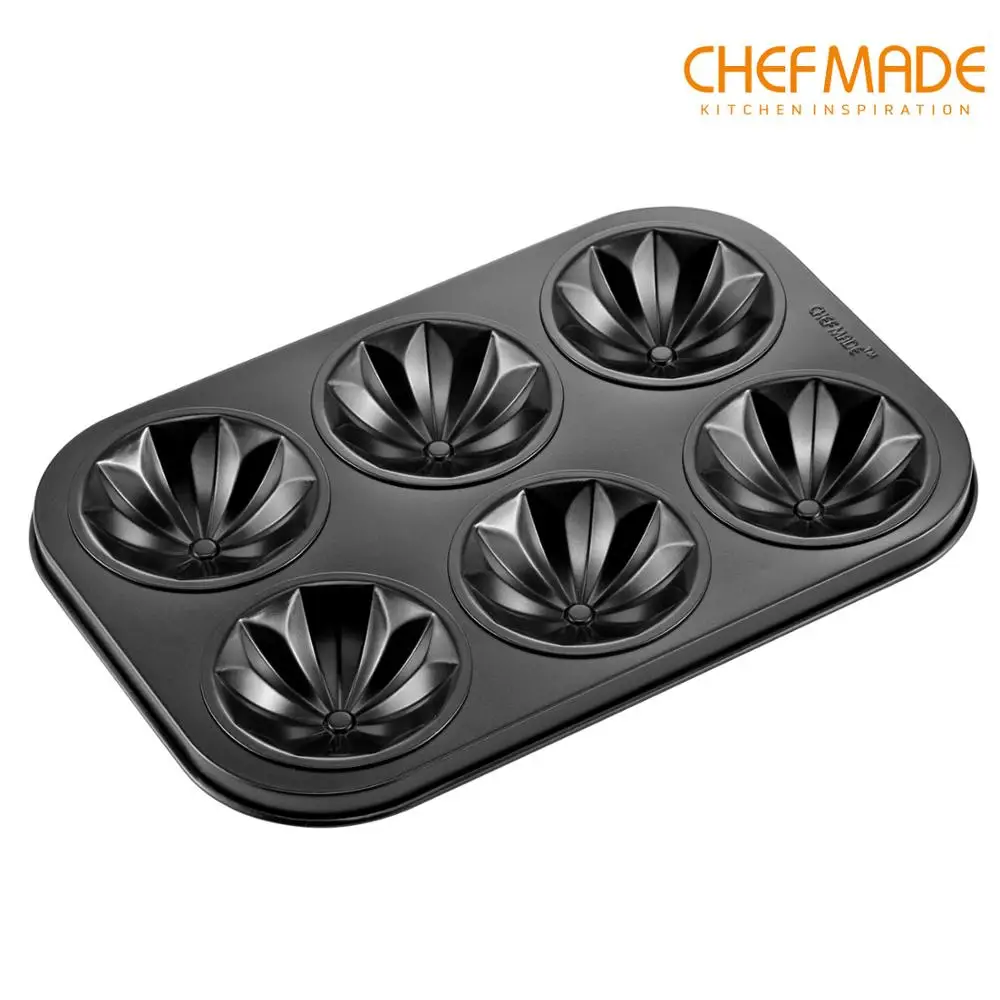 CHEFMADE Madeleine Mold Cake Pan,6-Cavity Non-Stick Diamond  Shape Bakeware Approved for Oven Baking