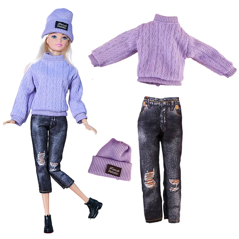 1 Set Fashion Clothes For Barbie Doll Clothes Coat Jacket Dress Shirt Sweater Skirt Daily Wear Mini Doll Accessories Girl`s Toy