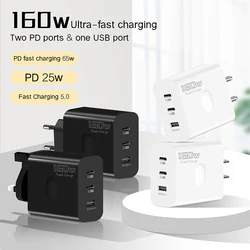 160W USB Type-C Phone GaN Charger USB-C PD Fast Charging Power Adapter For Iphone For Huawei Xiaomi Realme For Tablet