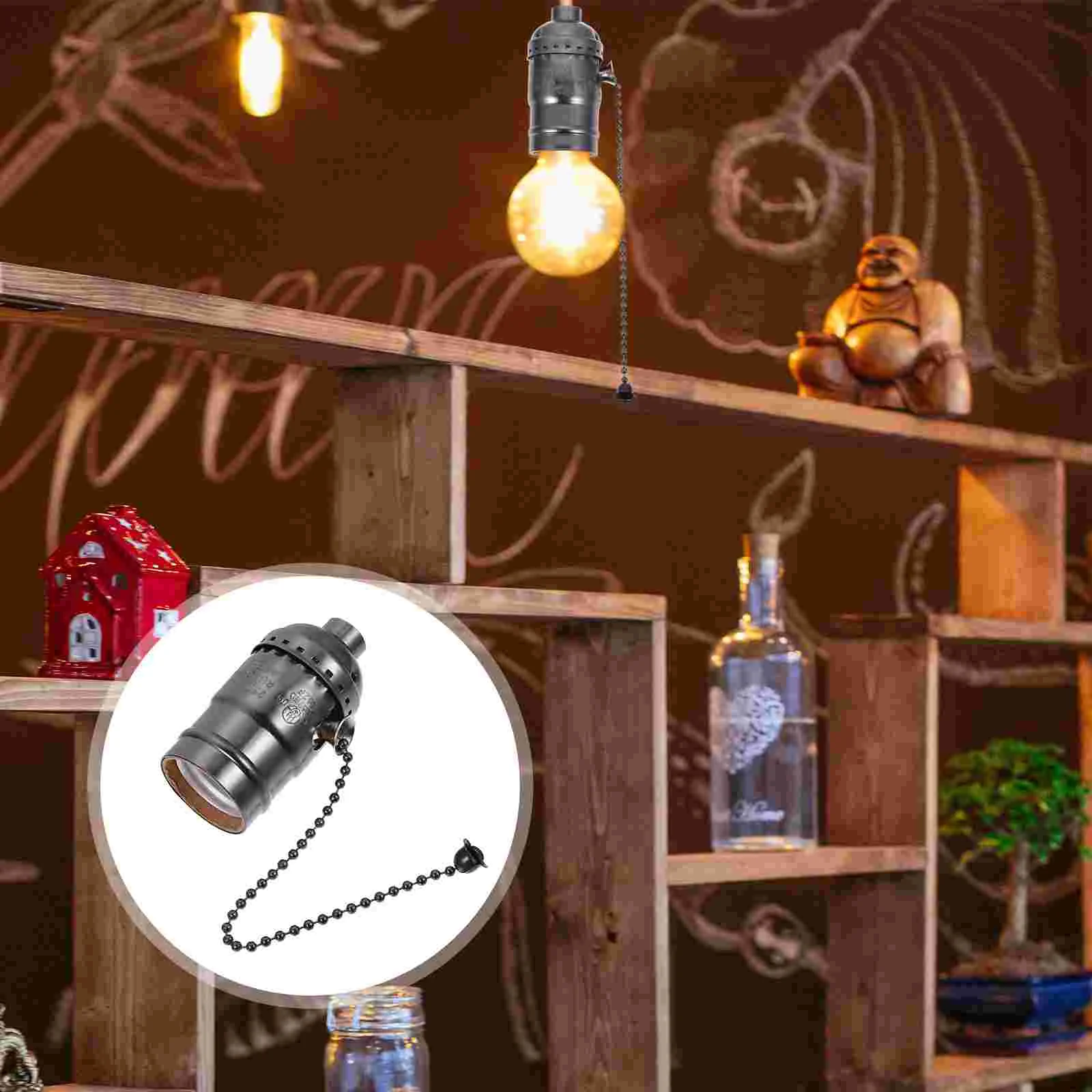 

Zipper Switch Bulb Socket Lamp Holder Light Adapter E27 Screw Bulbs Pendant Fixture