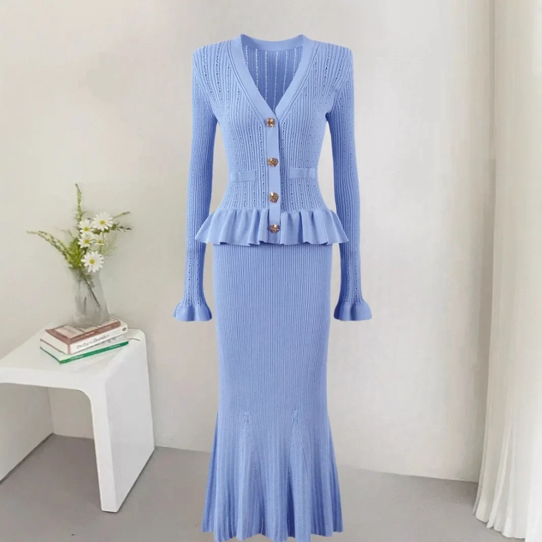 Women's Elegant Knitted Long Sleeve Dress