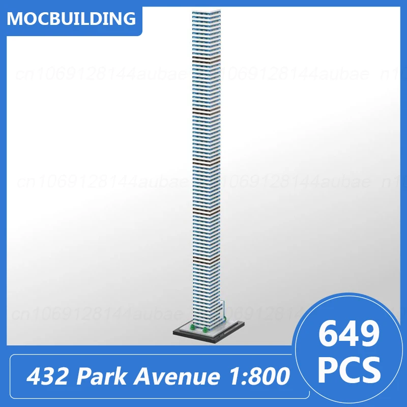 

432 Парк-авеню, масштаб 1:800, строительные блоки MOC, набор для самостоятельной сборки, архитектурная модель, коллекционная демонстрационная модель, рождественские игрушки, подарки, 649 деталей