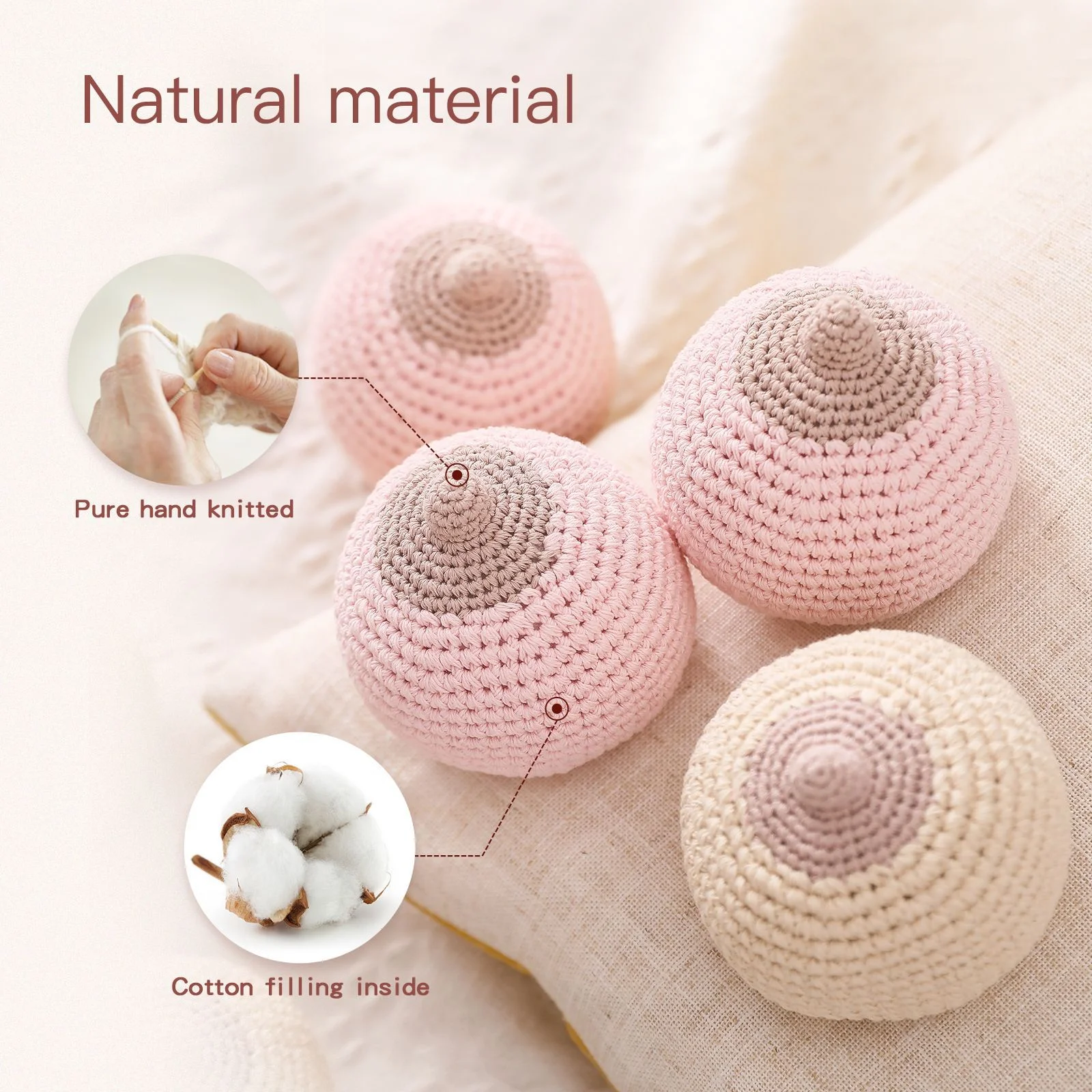Crochet Comforter Toys for Breastfed Baby Tactile Ball for Newborn Montessori Sensory Toys Early Educational Learning Materials