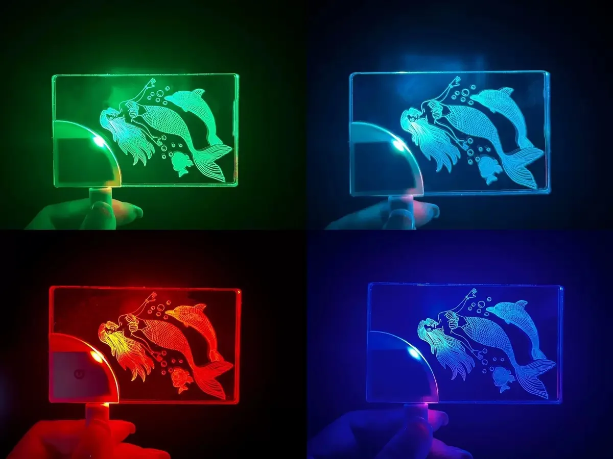 Custom LED Business Card Glow in Dark, Personalized Acrylic Light Up Name Card with Logo Print, Reusable Flashing Card