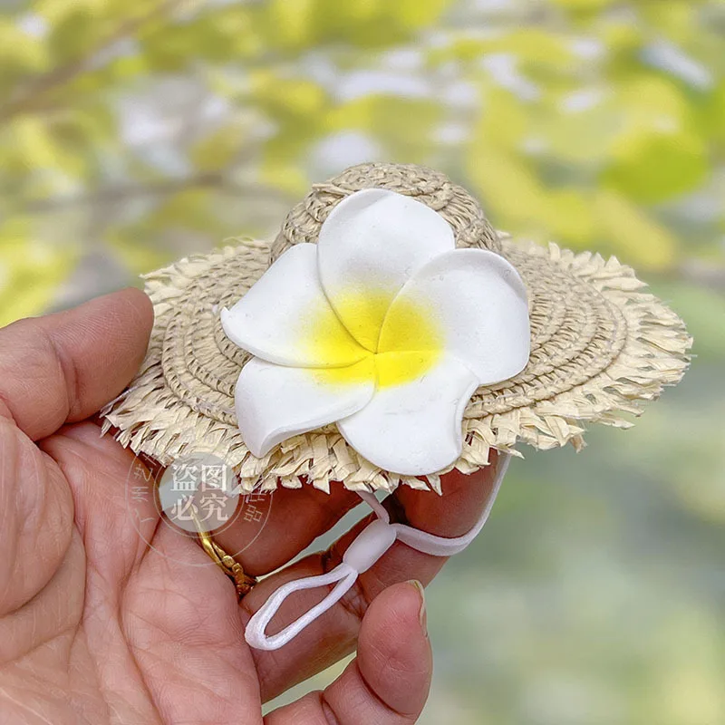 1/6 Doll Dress Up Accessories Fashion Holiday Straw Hat Beach Hat For Supermodel Doll BJD Babi Headwear 10cm Frangipani Hat