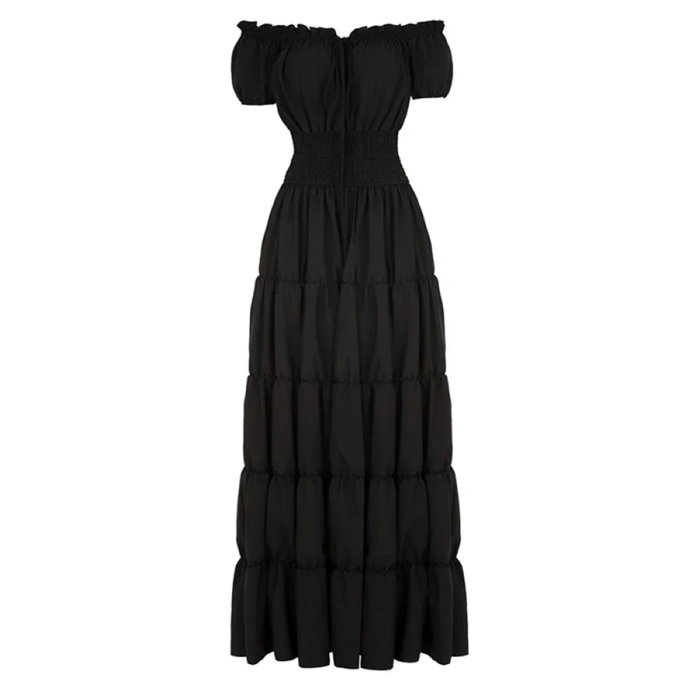 Abito rinascimentale per donna maniche lunghe medievale con spalle scoperte elastico a vita alta abito smock abito elegante regina taglie forti