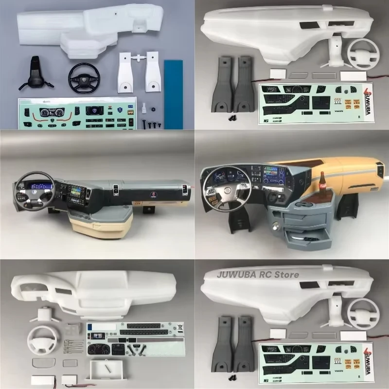 Tablero de cabina de camiones RC 1/14, piezas de la serie de camiones tractores Tamiya 1/14 RC para SCANIA FH16 AROCS ACTROS MAN TGX, accesorios
