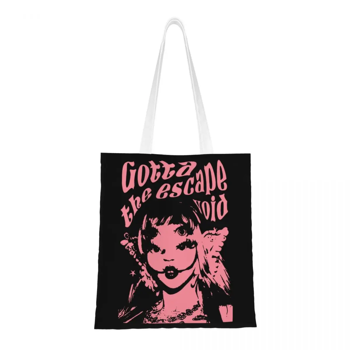 Custom Recycling Creative Music Singer Melanie Martinez Shopping Bag Women Canvas Shoulder Tote Bag Durable Grocery Shopper Bags