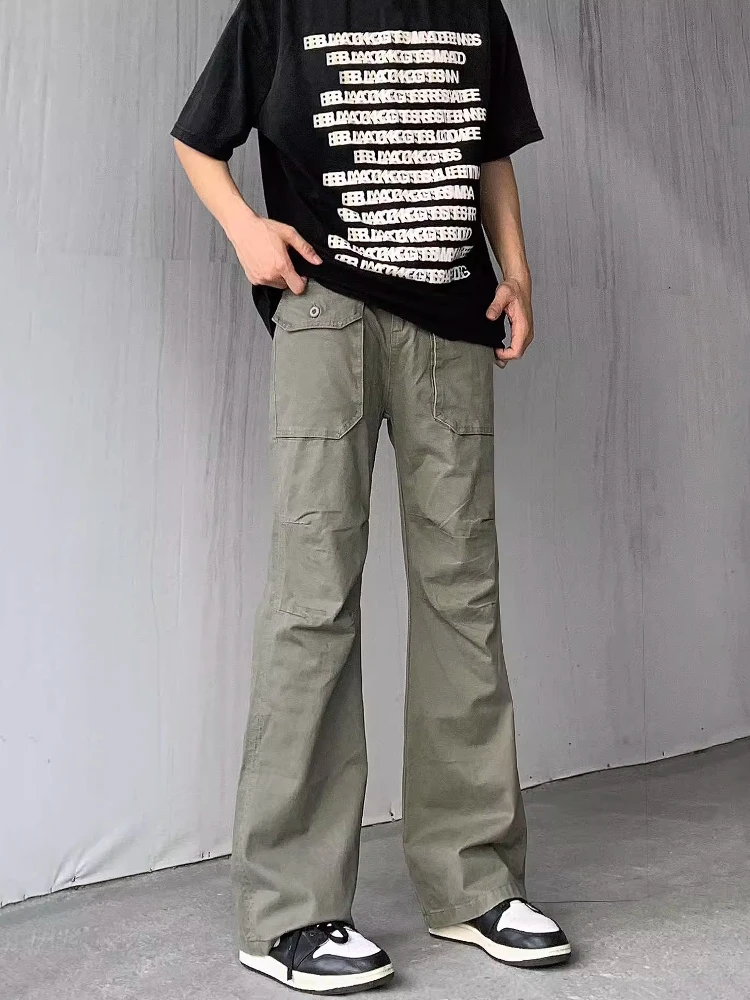 

Мужские повседневные брюки American Vibe в стиле ретро с карманами, плиссированные расклешенные рабочие брюки Cleanfit, легкие летние джинсы