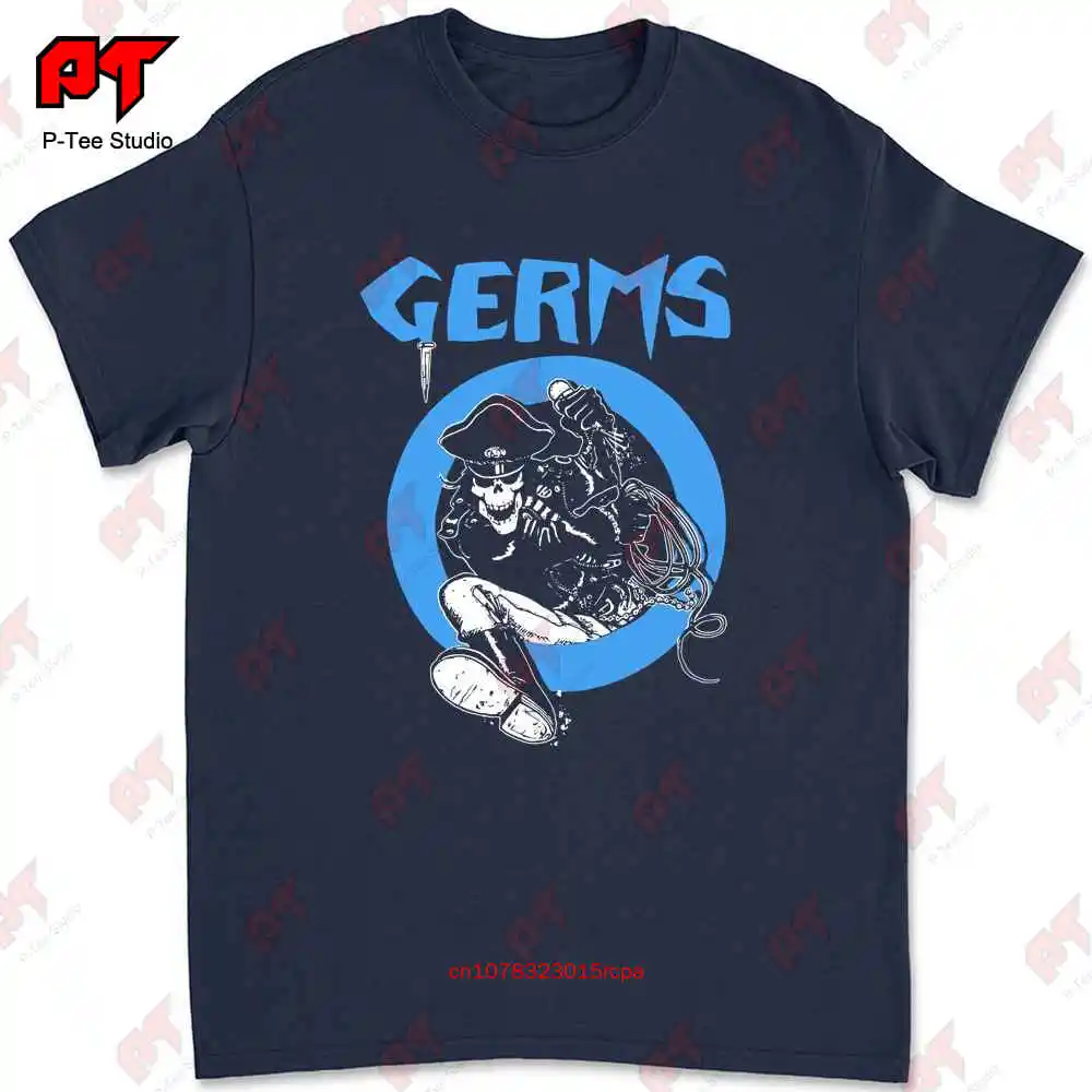 Germs Leather Skeleton Rock N Roll Music Band T-shirt HJ4P