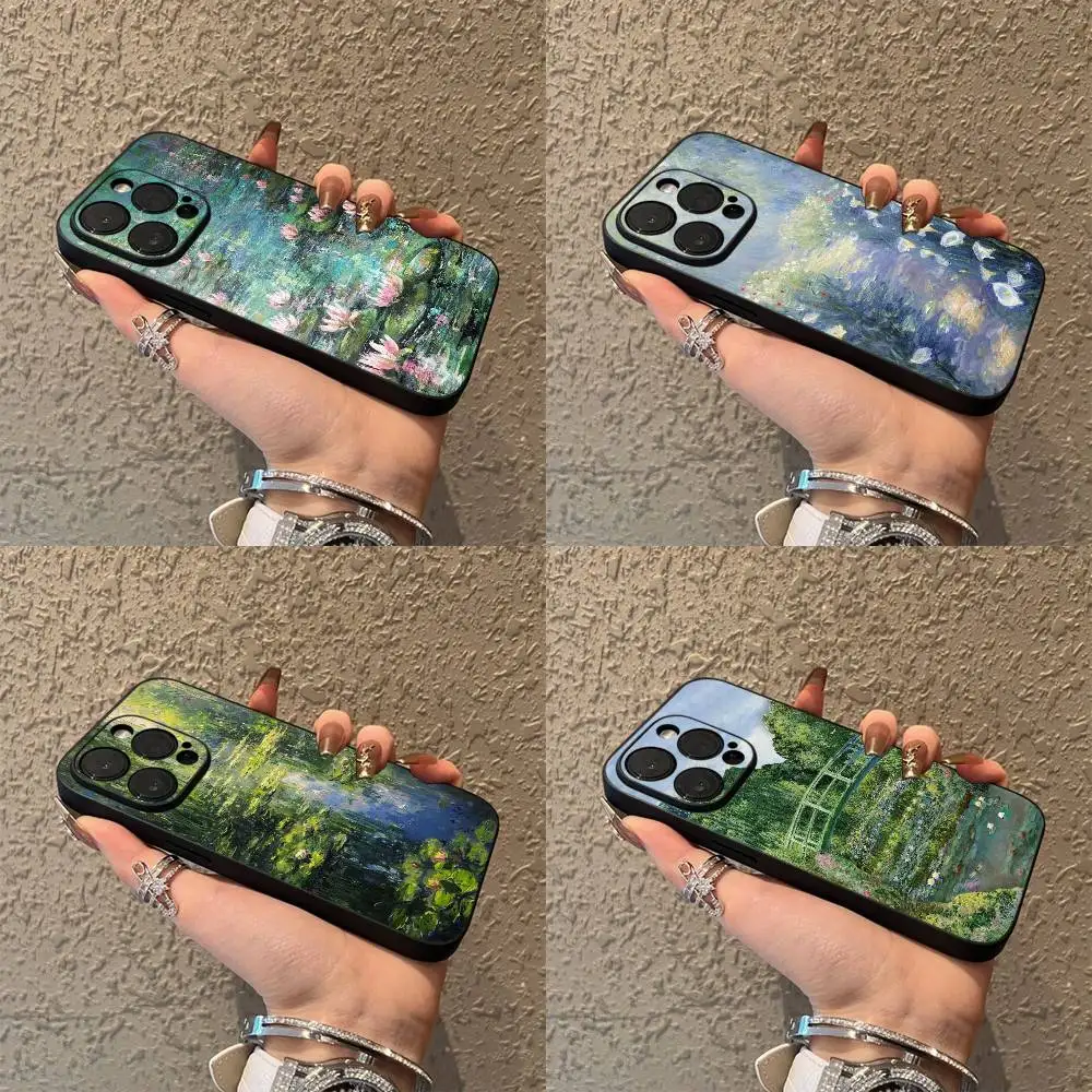 

C-Claude Monet Garden Paint Green Phone Case For iPhone 17,16,15,14,13,12,Pro,Max,Plus,E,SE4,Air,Mini Black Soft Box