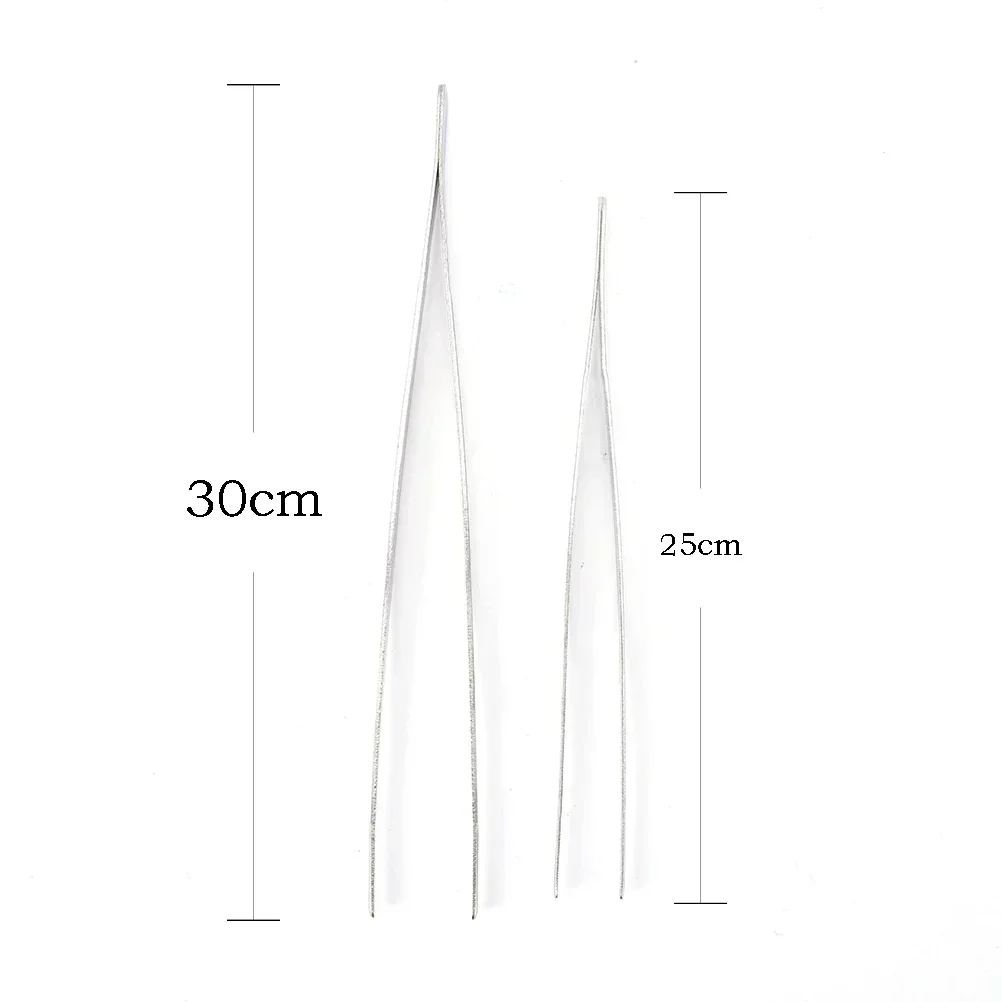 Stainless Steel Toothed Tweezer Long Barbecue Food Tong Straight Tweezer Home Medical Garden Kitchen BBQ Tool Eyelash Tweezers