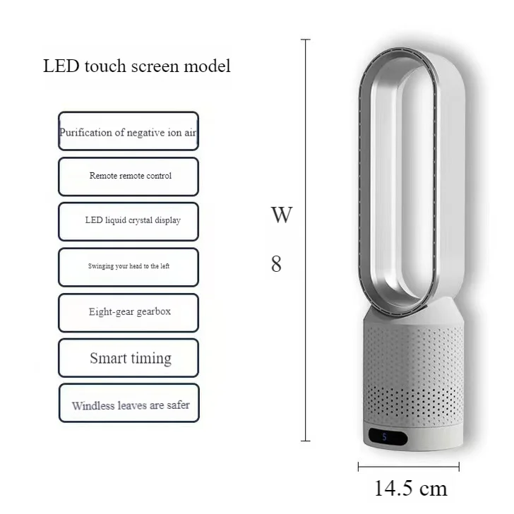 16 Inch Table Adjustable Leafless Bladeless Portable Electric Floor Cool Ceramic Fan Heater With Remote