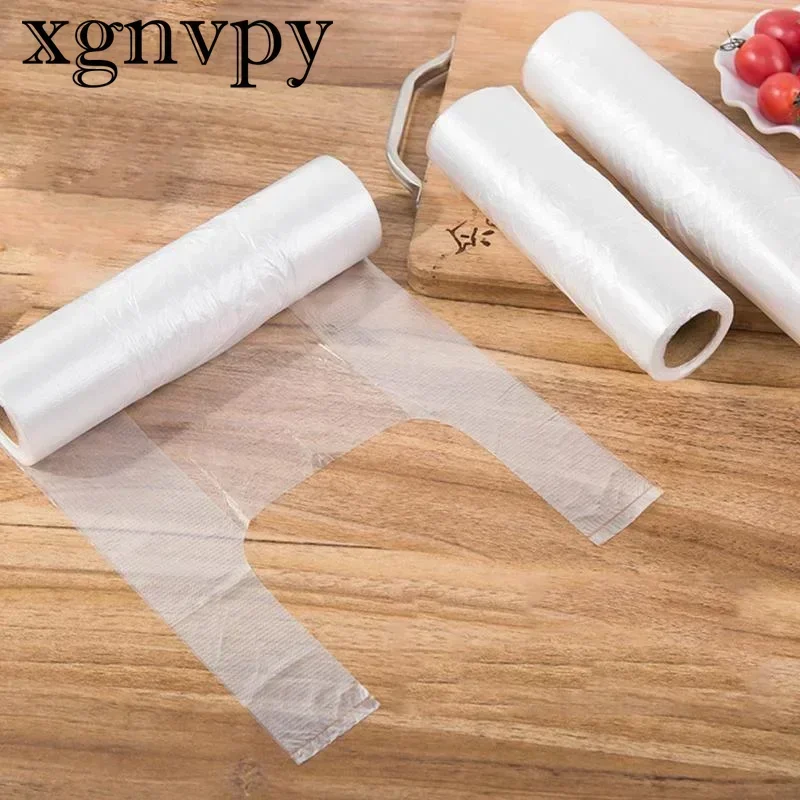 Xgnvpy 100 قطعة لفة شفافة حفظ أكياس بلاستيكية لحفظ الطعام 3 أحجام أكياس تخزين مع مقبض لحفظ الطعام