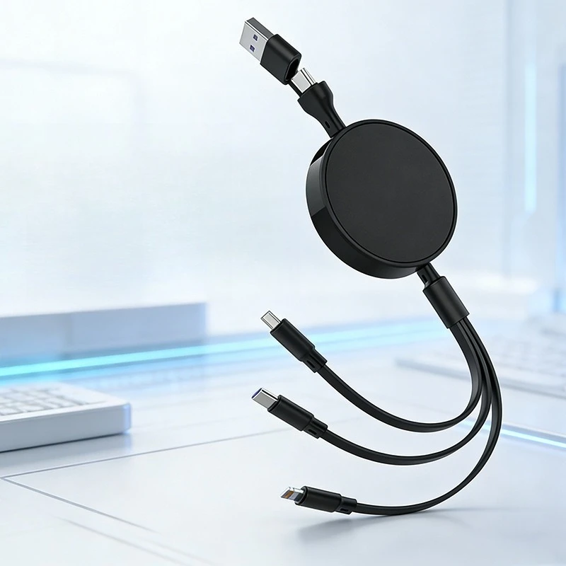Zwei bis drei Datenkabel, 100 W, Schnellladekabel, USB auf Typ-C, erweiterbares Datenkabel im Auto, elektronische Komponenten